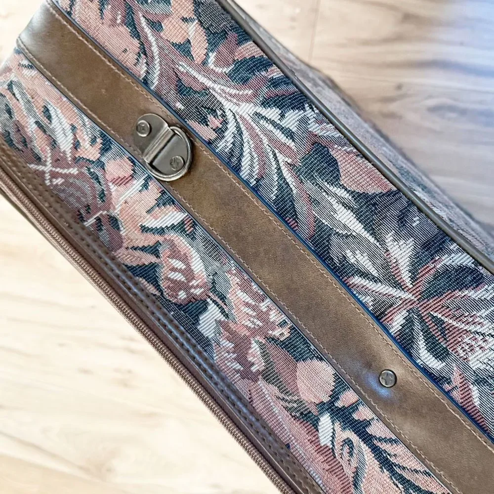 GIVENCHY | Vintage Large Rolling Carpet Luggage Floral Feather Foliage Tapestry